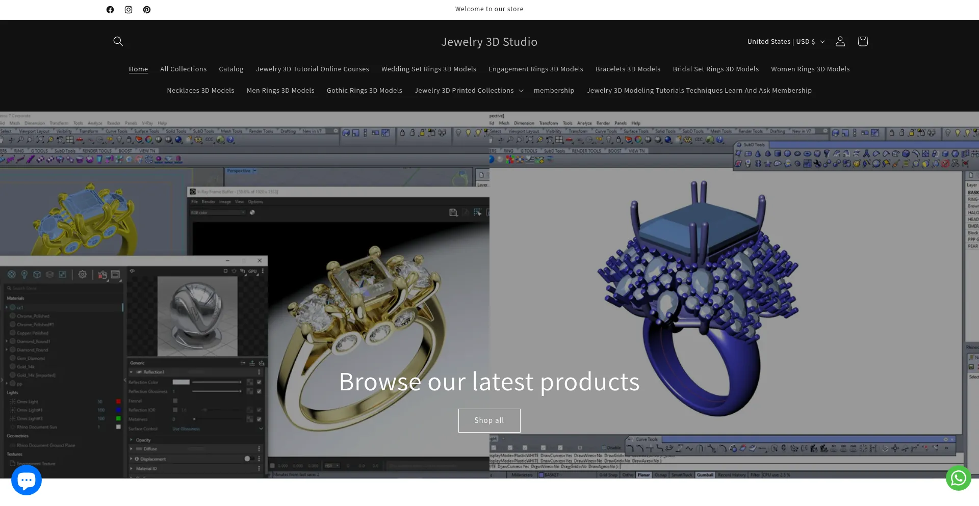 Website screenshot of Jewelry3dstudio.com