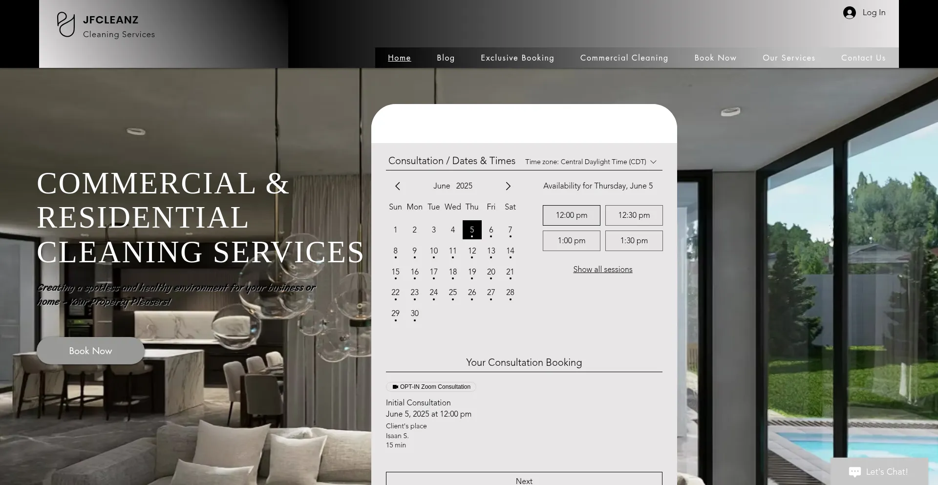 Website screenshot of Jfcleanz365.com