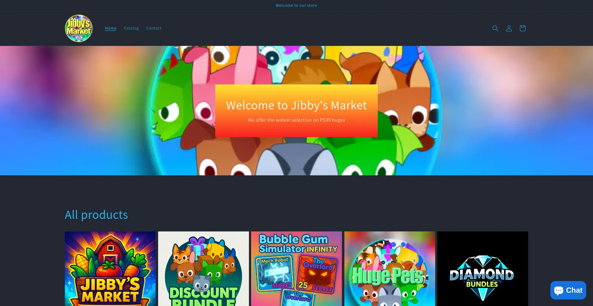 Website screenshot of Jibbymarket.shop