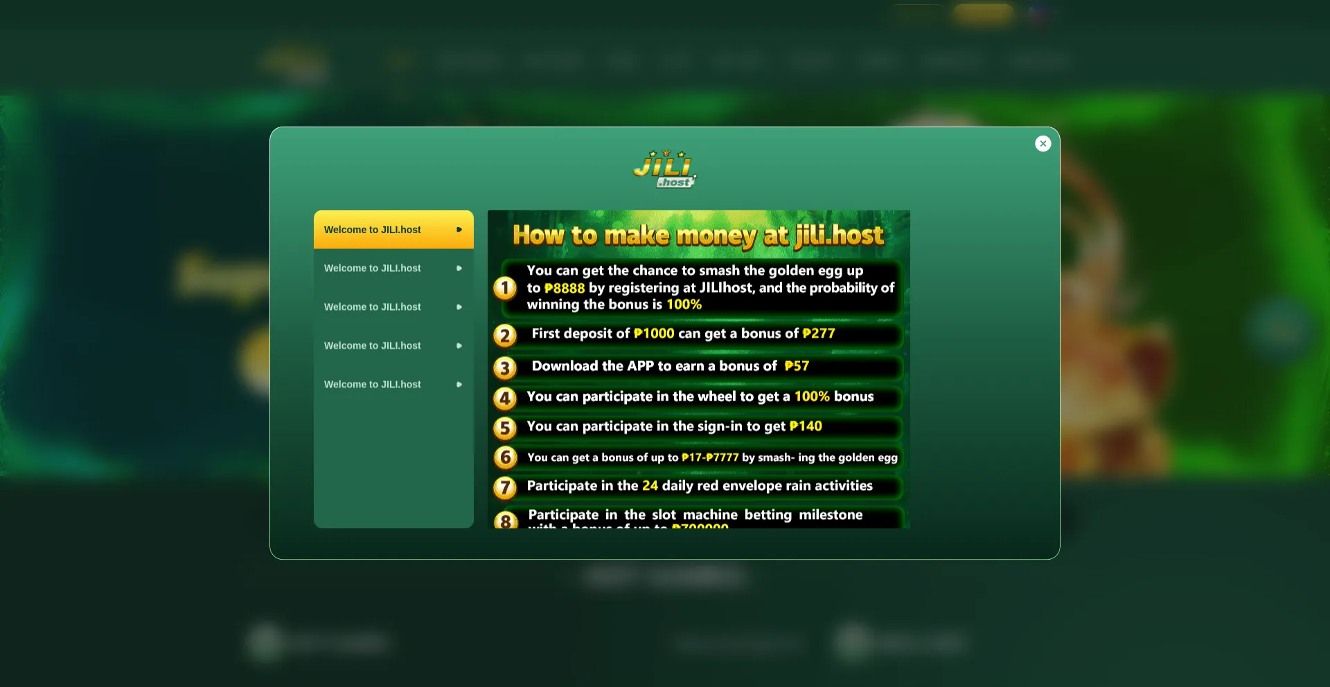 Website screenshot of Jili.host