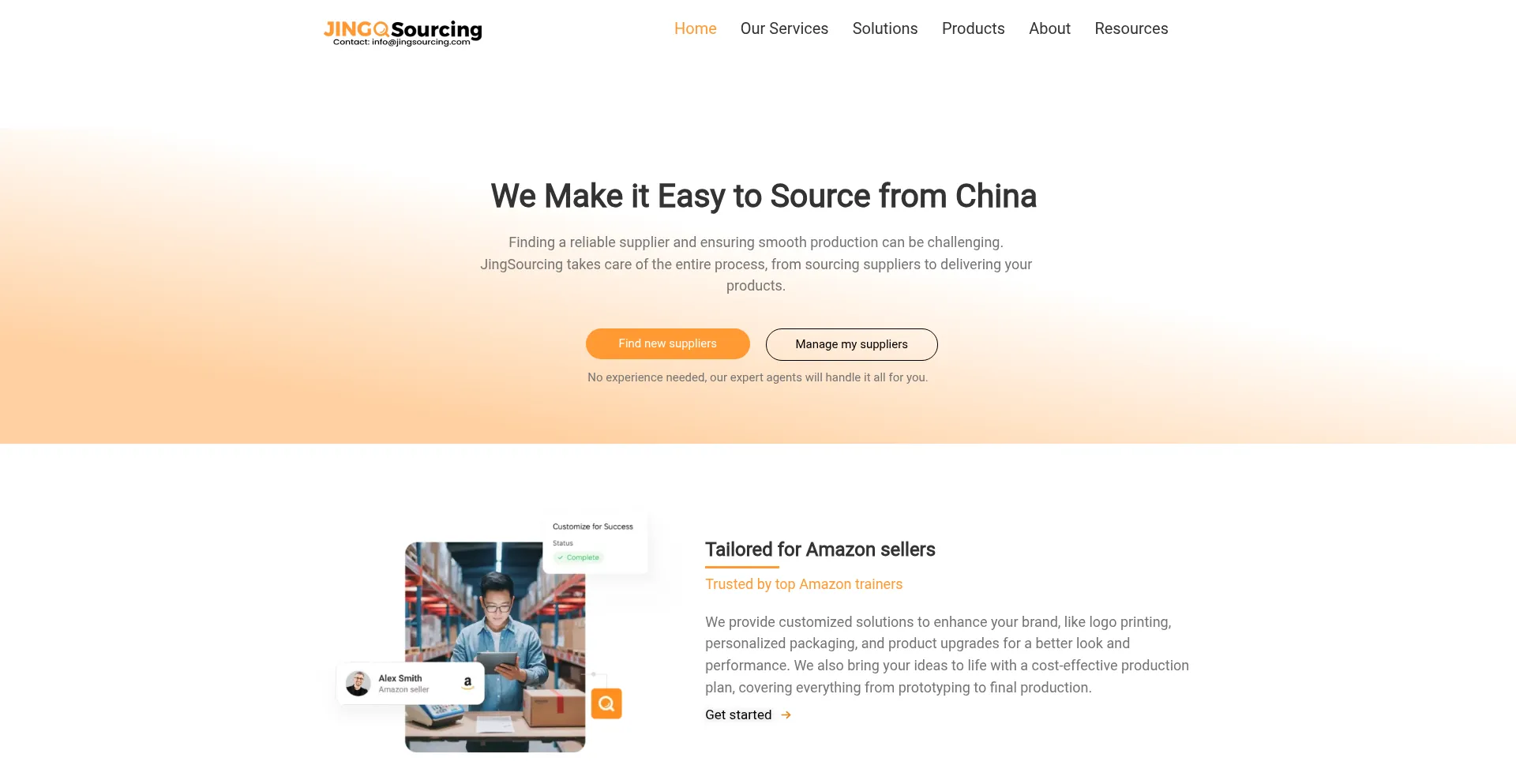 Website screenshot of Jingsourcing.com