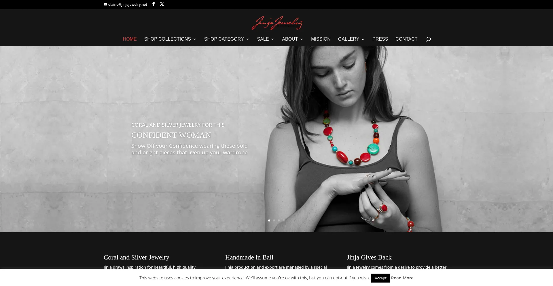 Website screenshot of Jinjajewelry.net