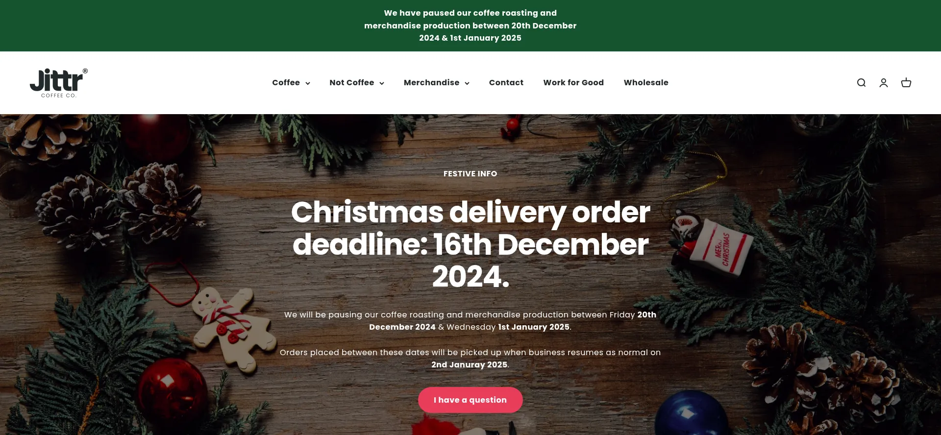 Website screenshot of Jittr.coffee