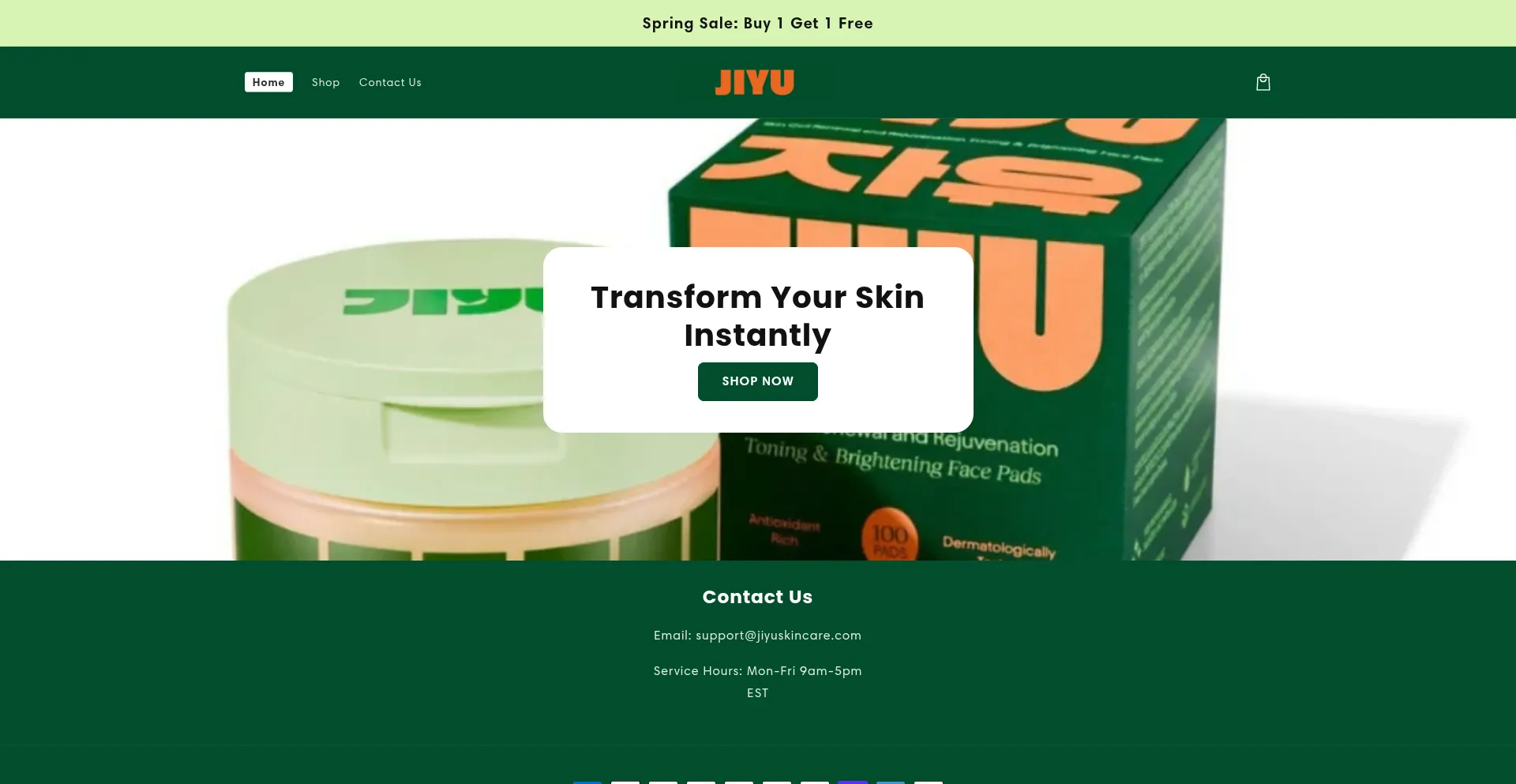 Website screenshot of Jiyuskincare.com