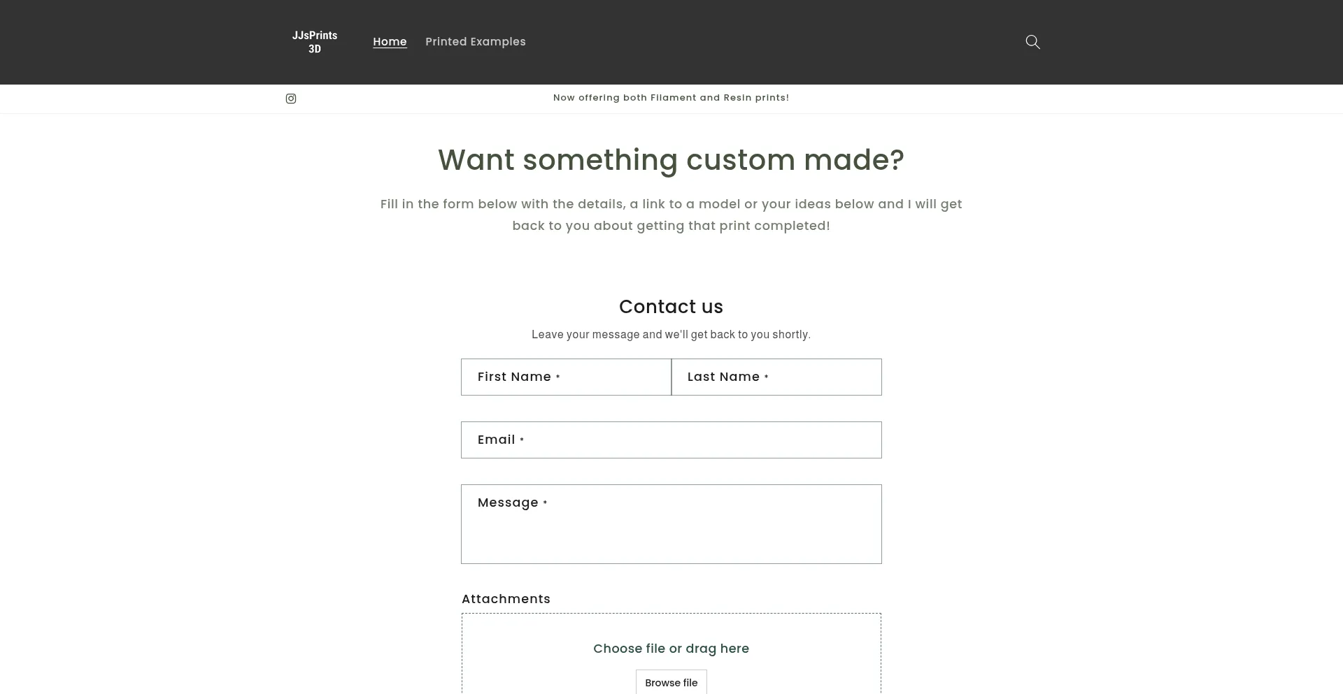 Jjsprints3d.com Screenshot