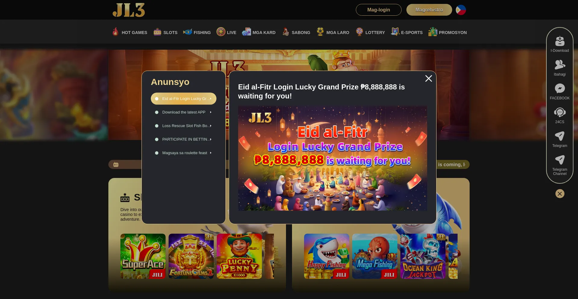 Website screenshot of Jl3.bet