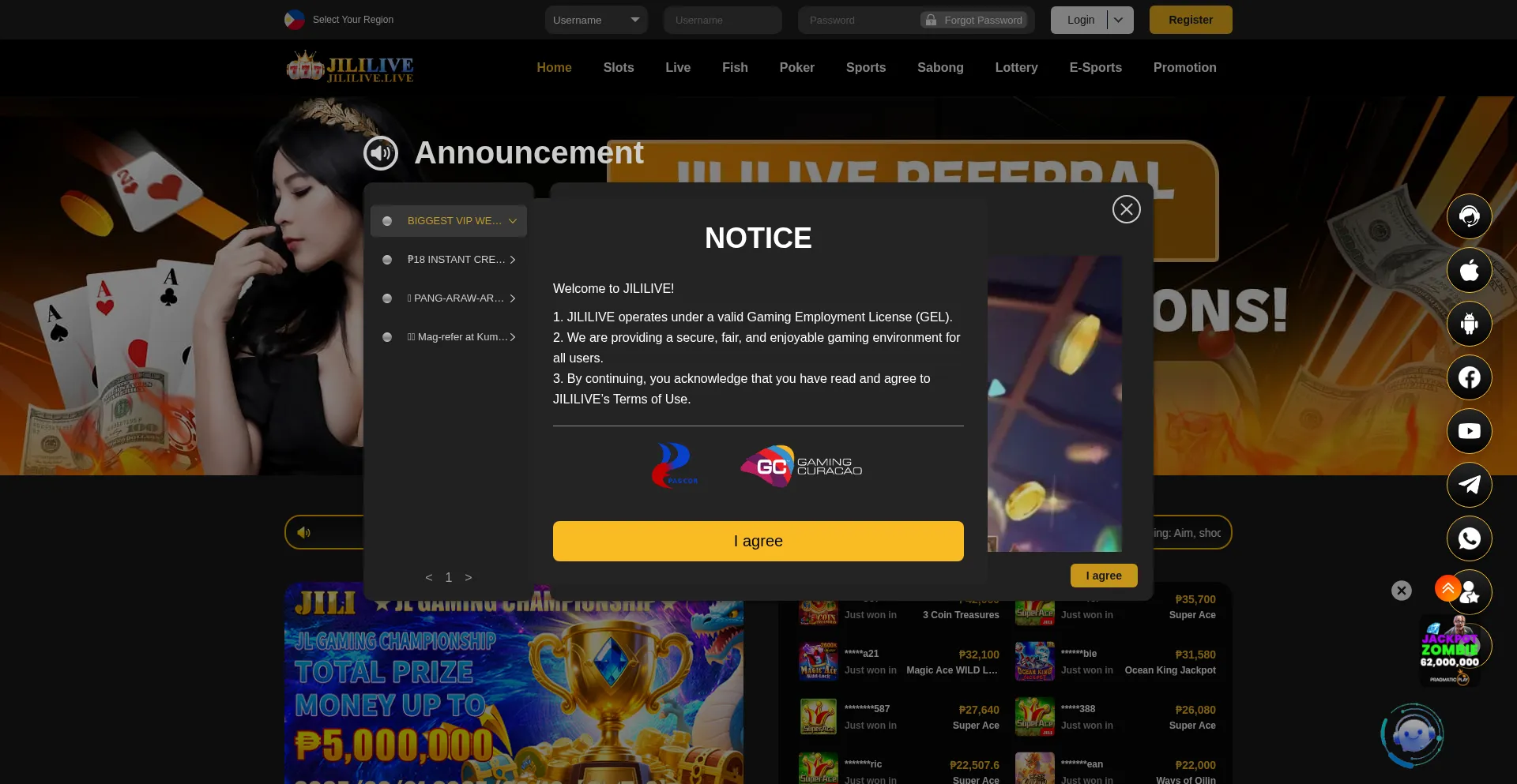 Website screenshot of Jlive.icu