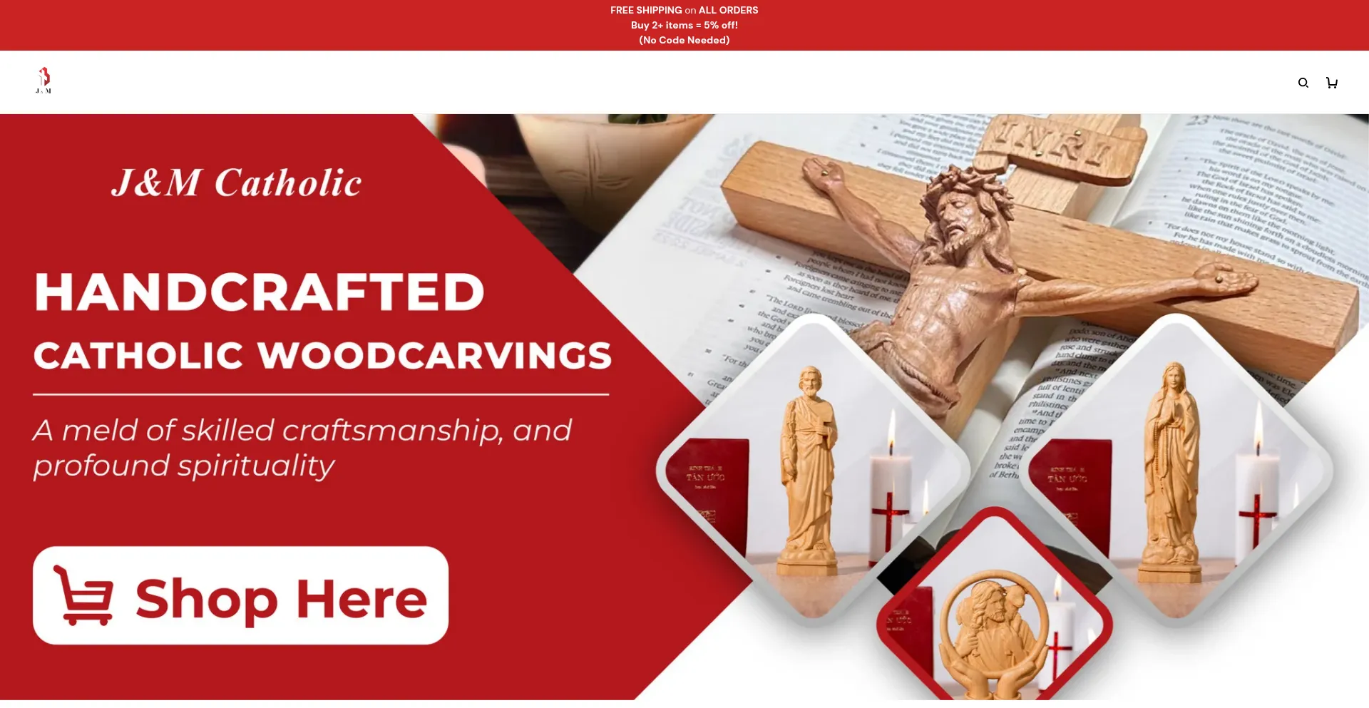 Website screenshot of Jmcatholic.com
