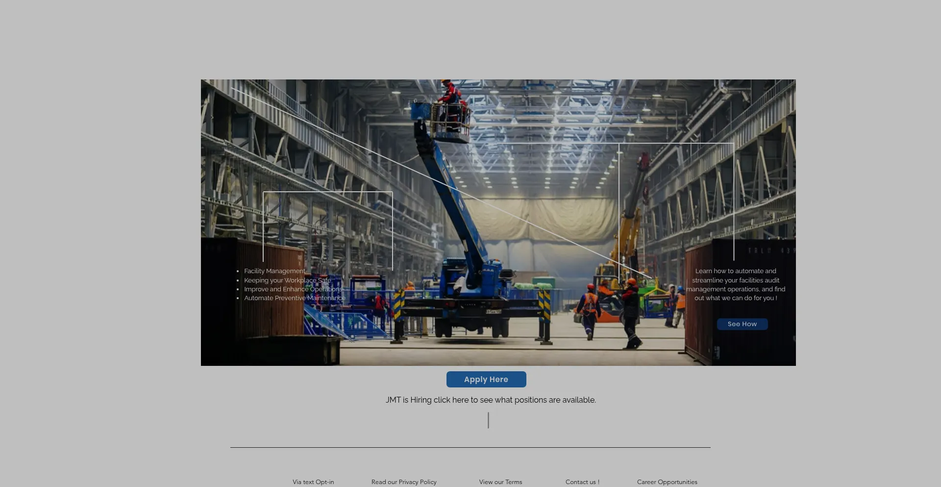 Website screenshot of Jmtfacilities.com