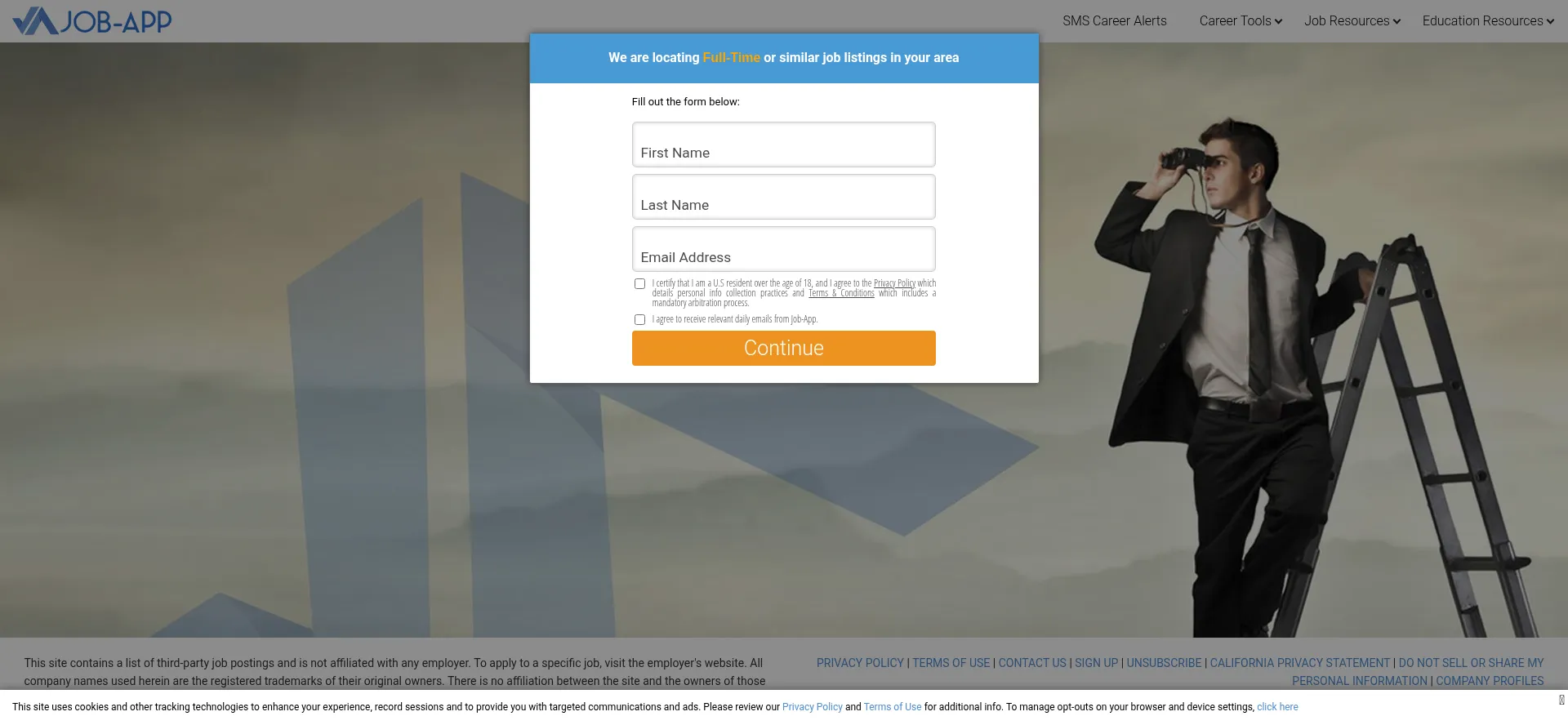 Website screenshot of Job-applife.com