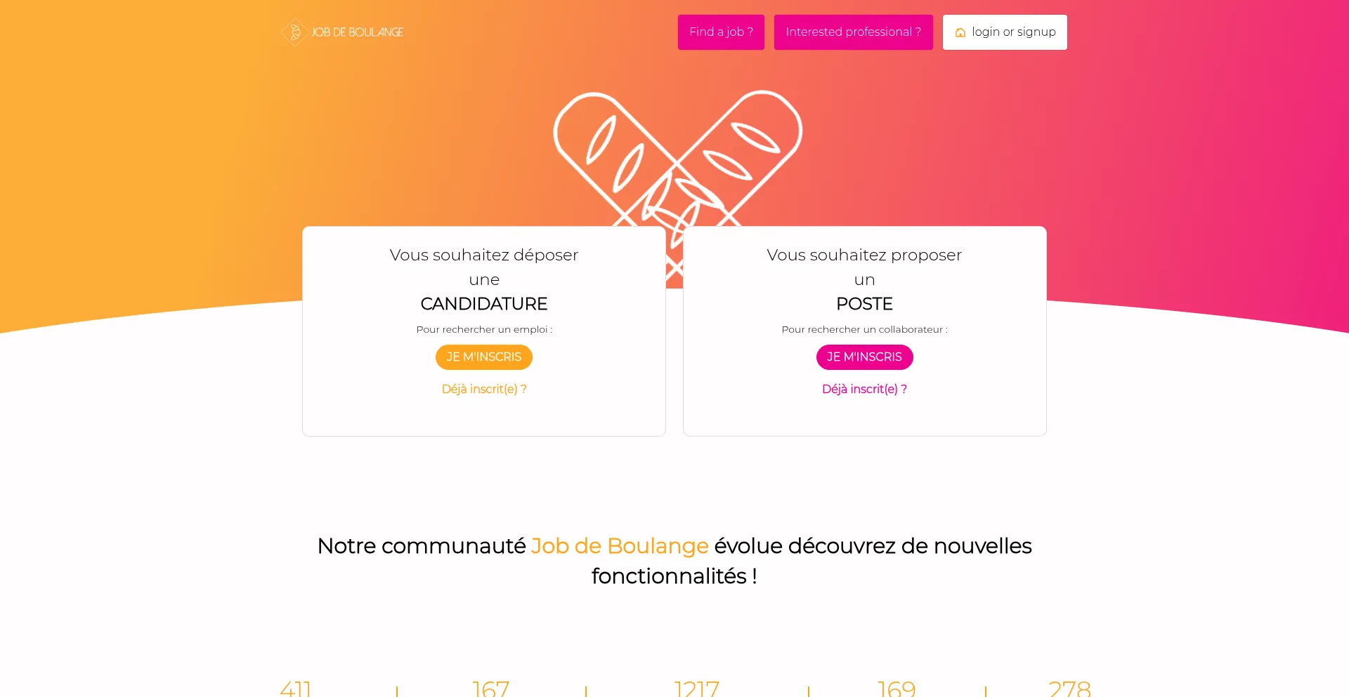 Website screenshot of Jobdeboulange.fr