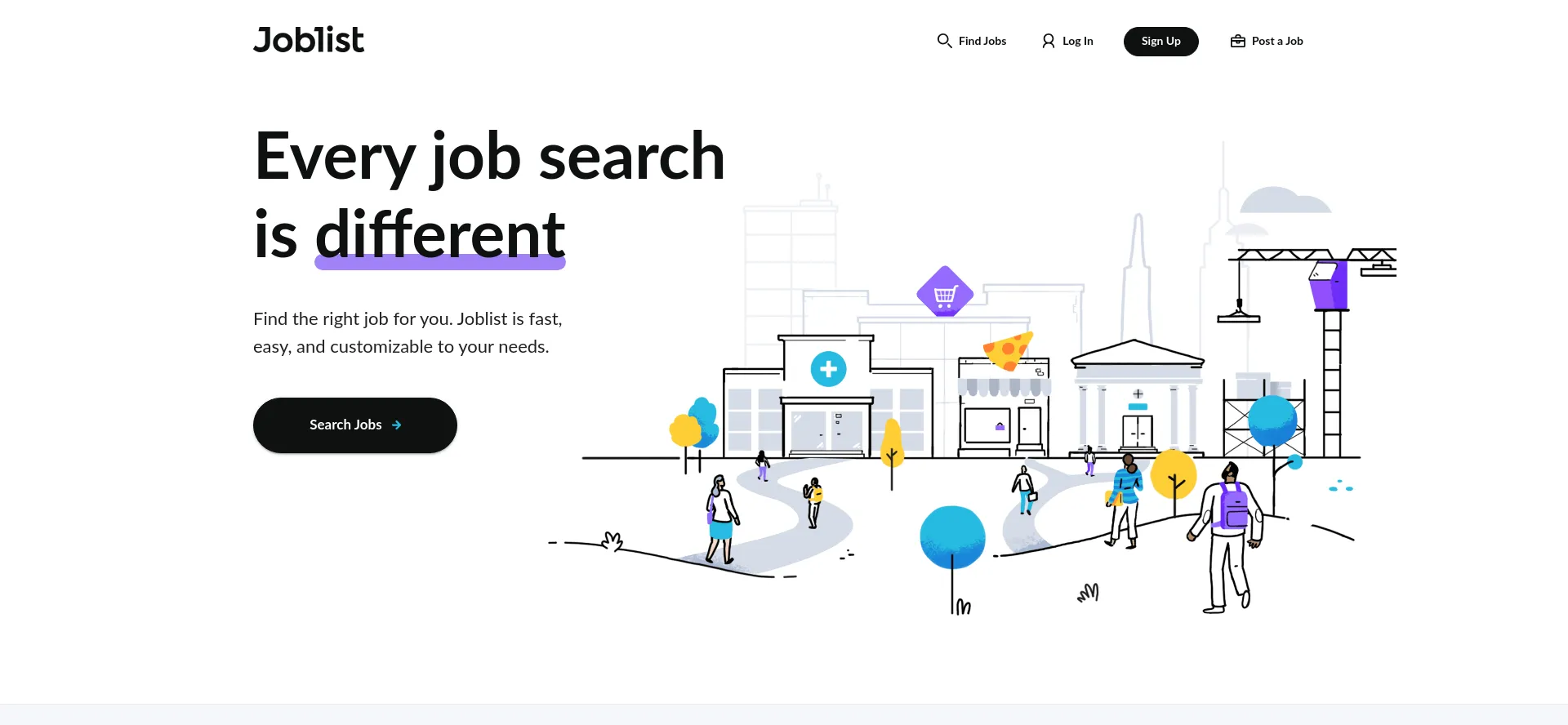 Website screenshot of Joblist.com