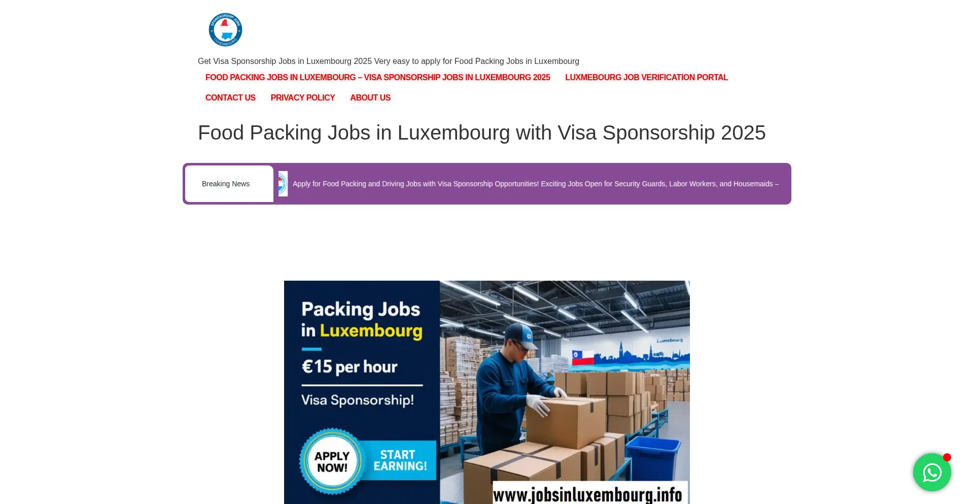 Website screenshot of Jobsinluxembourg.online