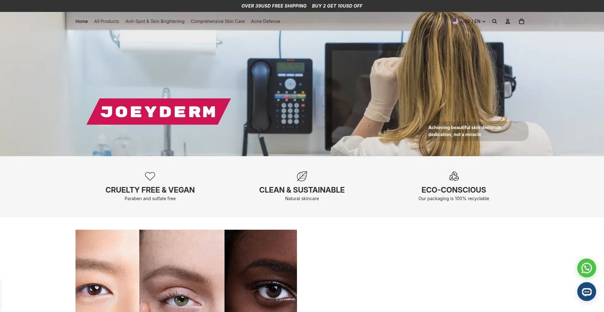 Website screenshot of Joeyderm.com