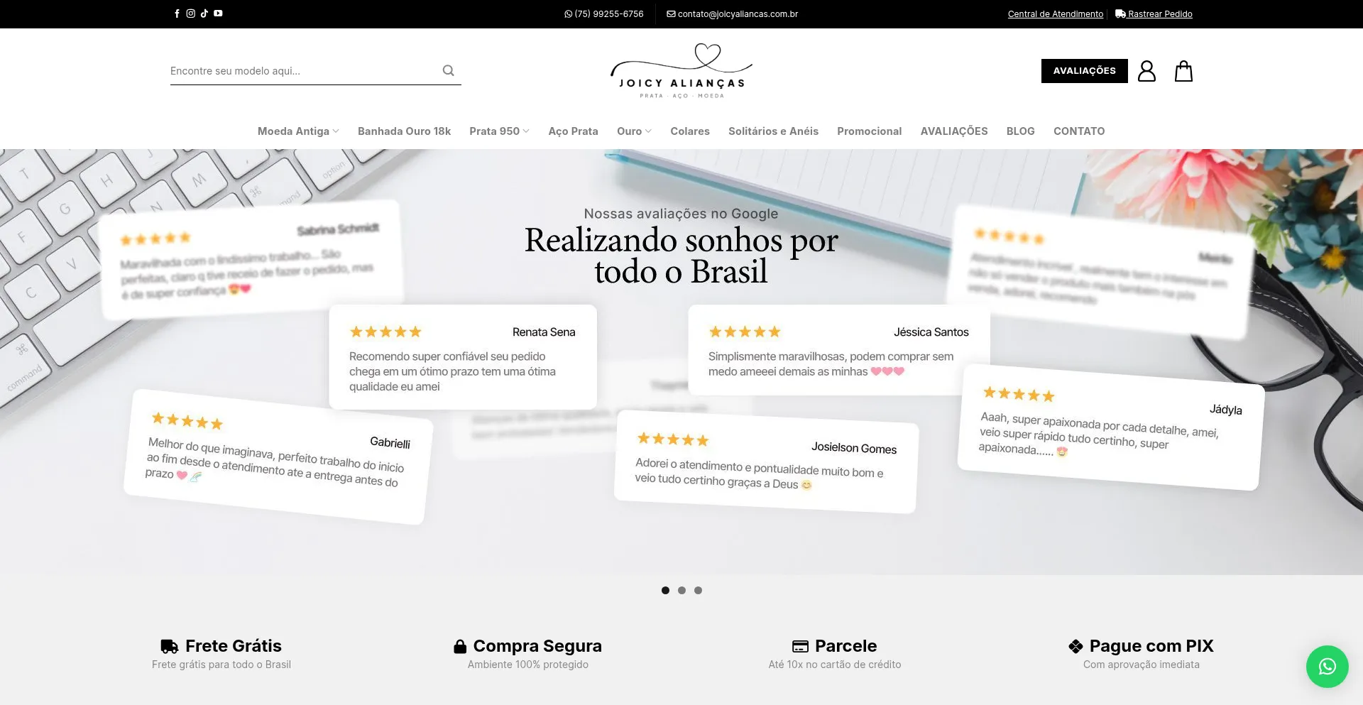 Website screenshot of Joicyaliancas.com.br