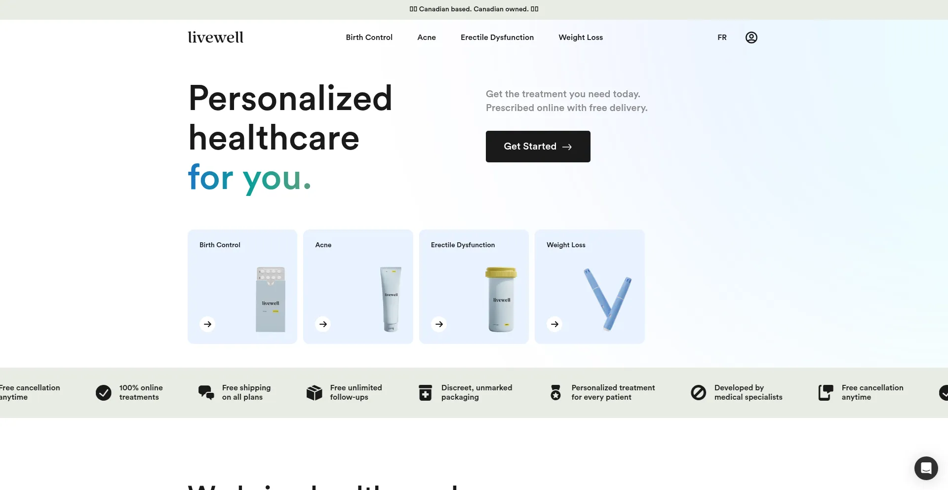 Website screenshot of Joinlivewell.ca