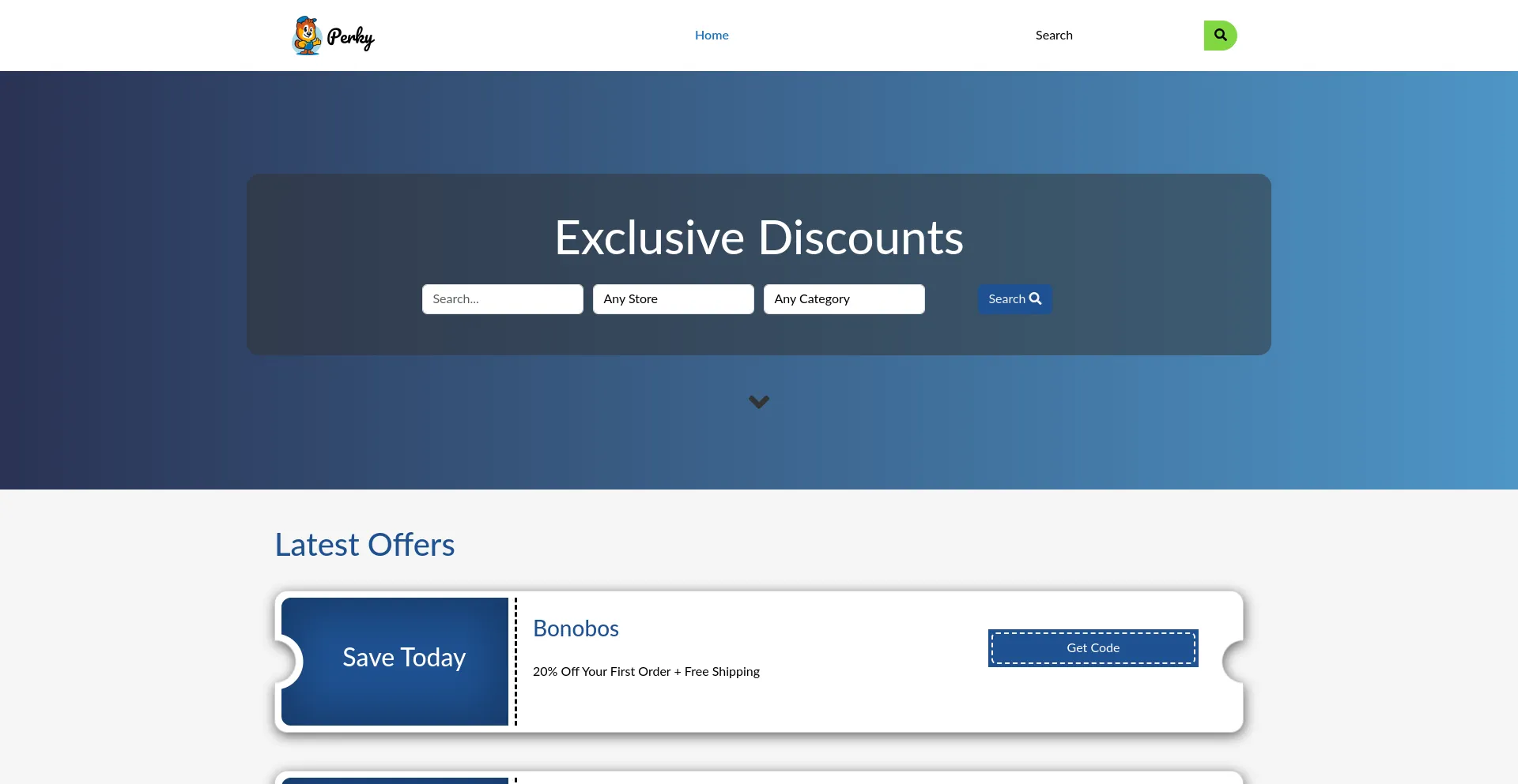 Website screenshot of Joinperky.com