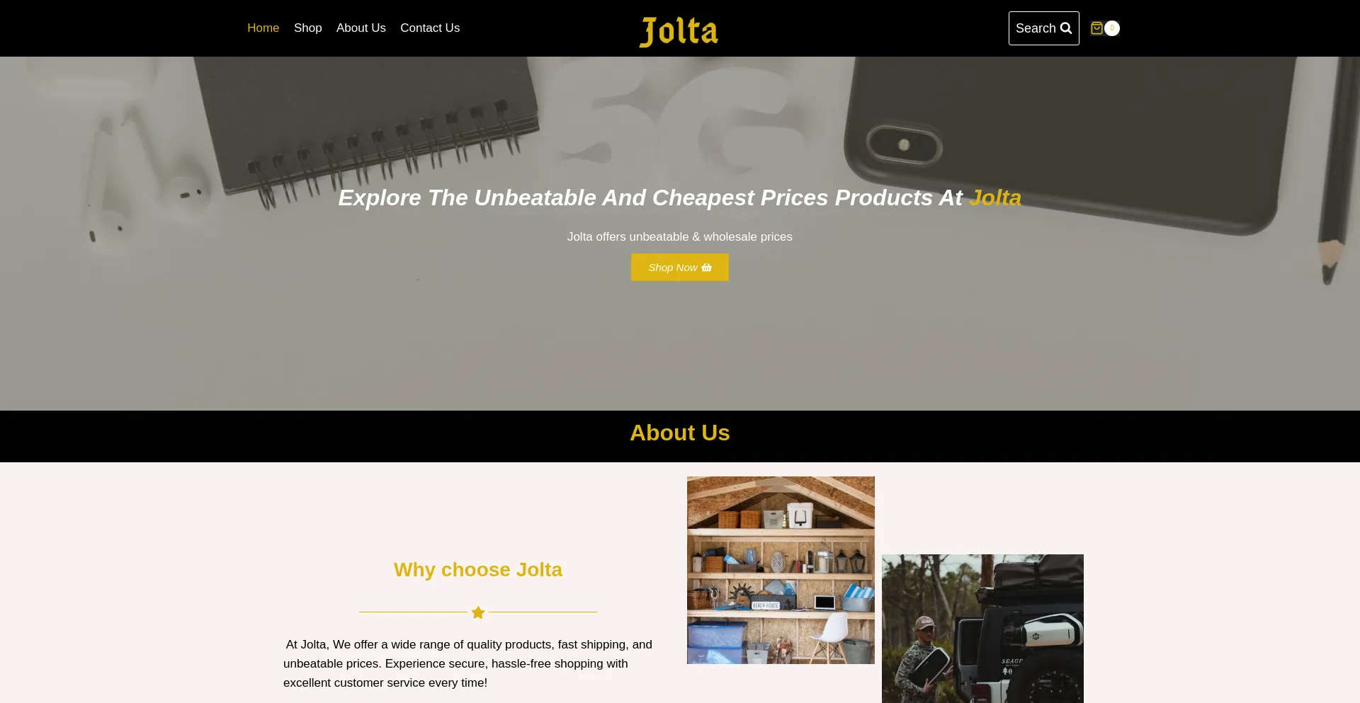 Website screenshot of Jolta.us