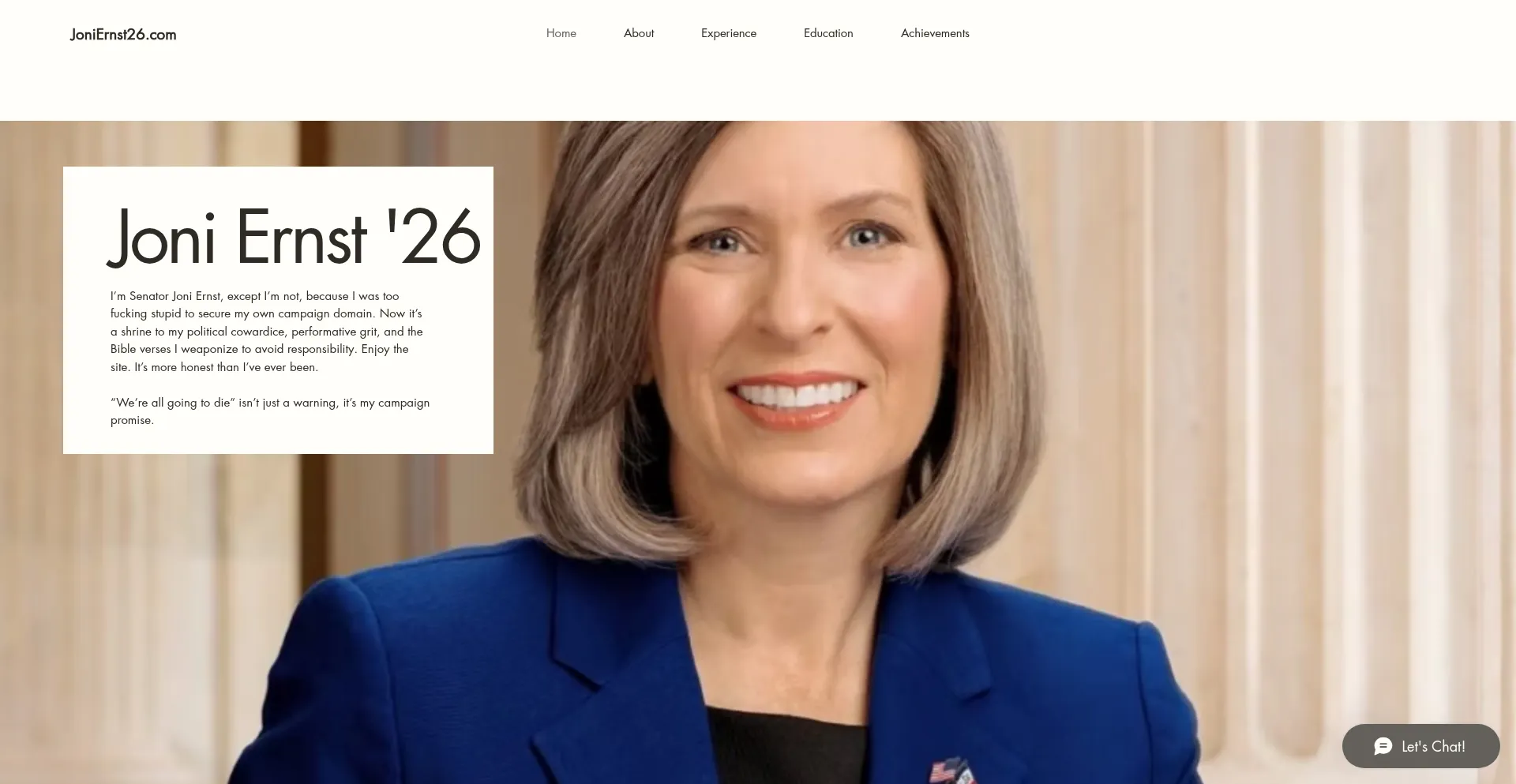 Website screenshot of Joniernst26.com