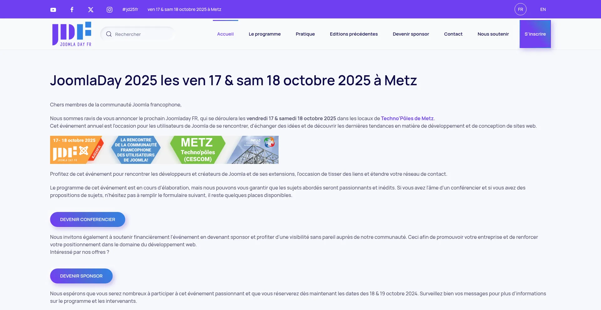 Website screenshot of Joomladay.fr