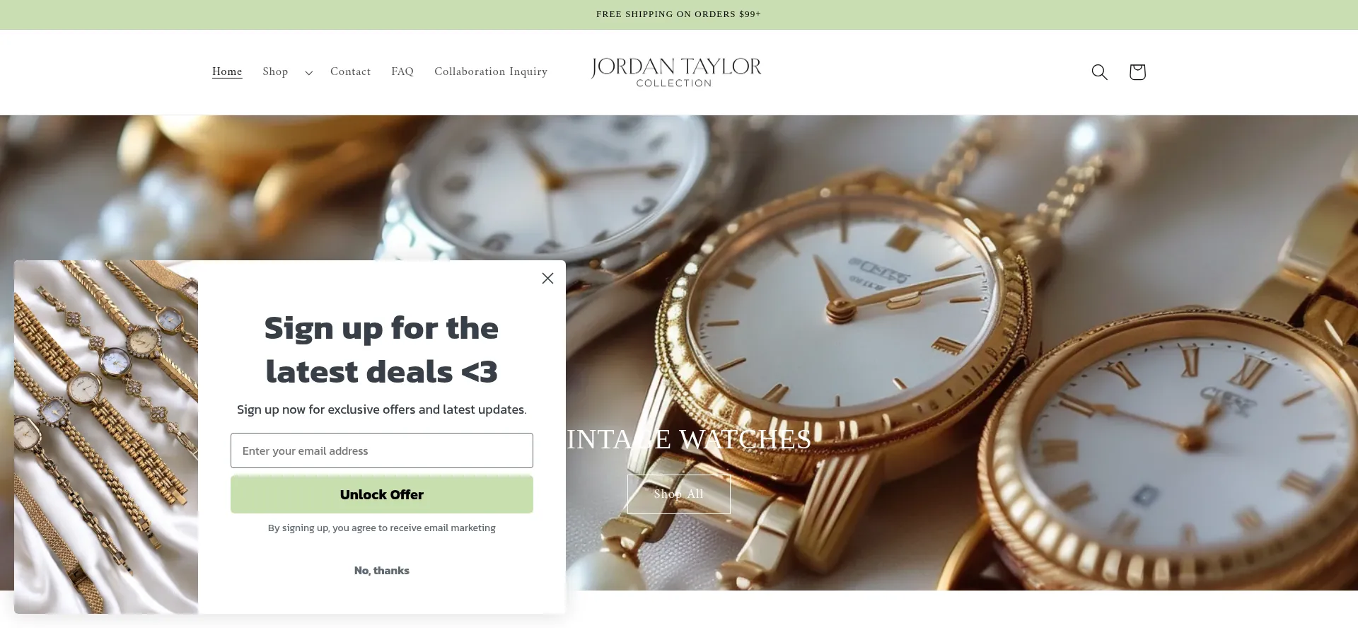 Website screenshot of Jordantaylorcollections.com