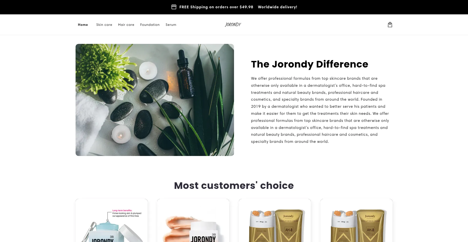 Website screenshot of Jorondy.com