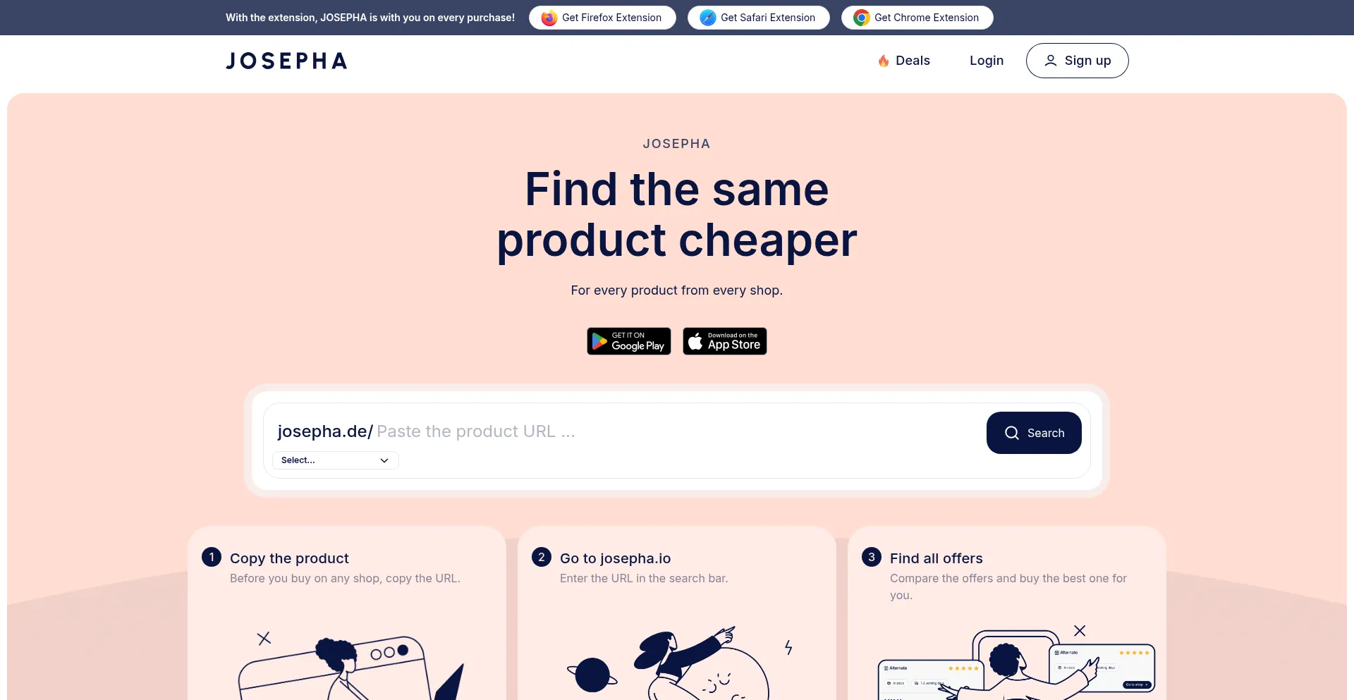 Website screenshot of Josepha.de