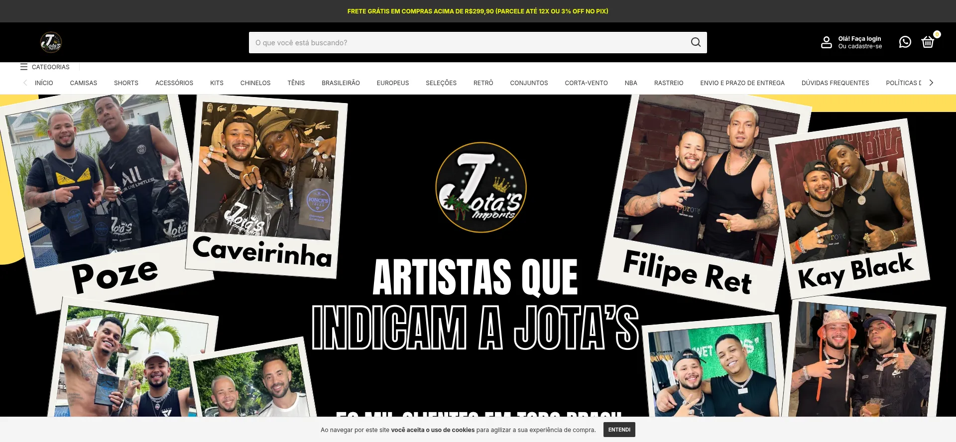 Website screenshot of Jotasimportsoficial.com.br