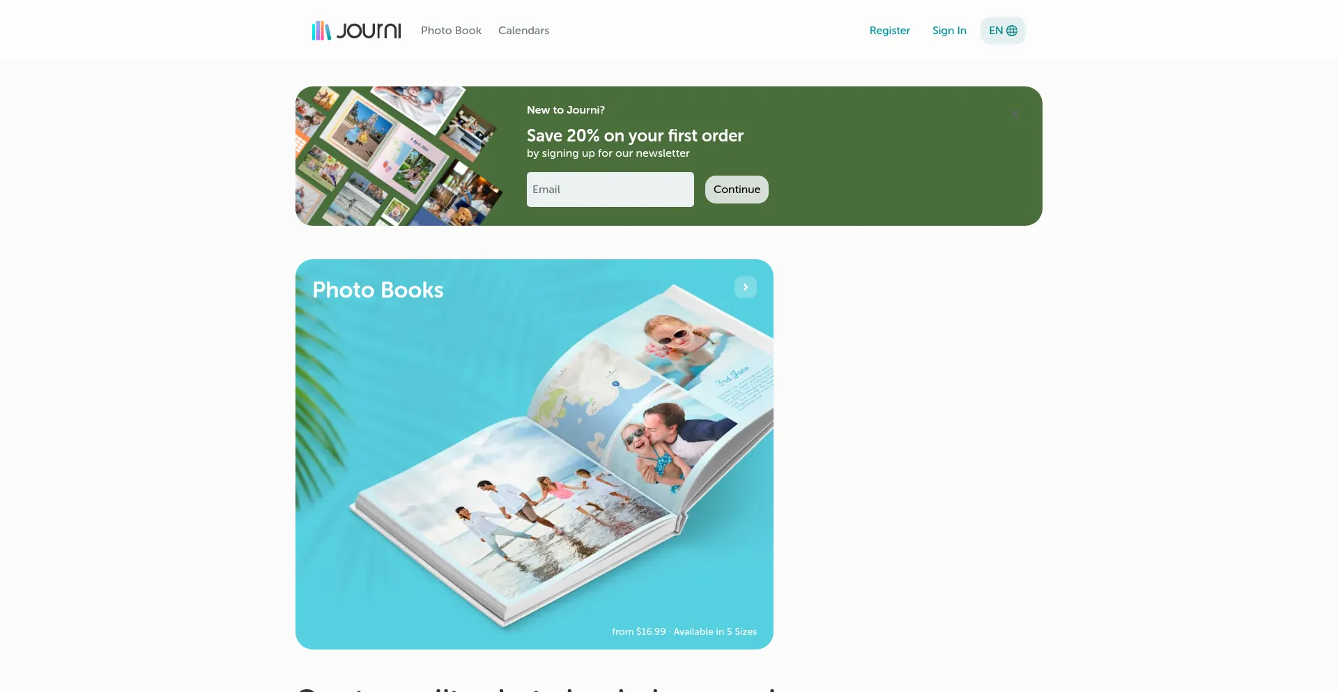 Website screenshot of Journiapp.com