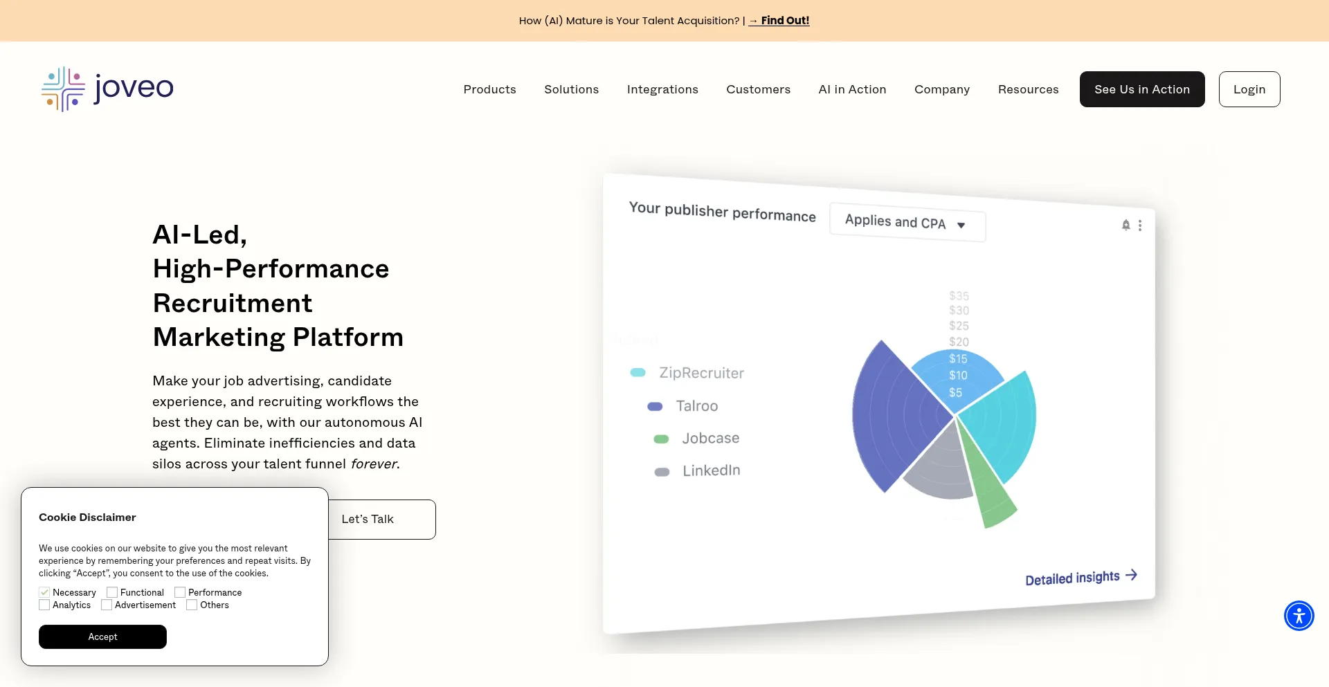 Website screenshot of Joveo.com