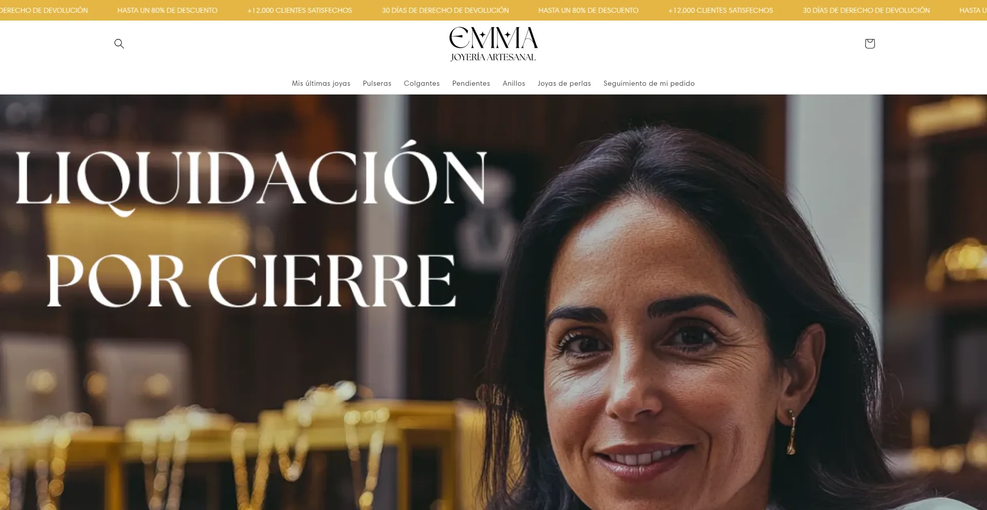 Website screenshot of Joyeriaemma.com
