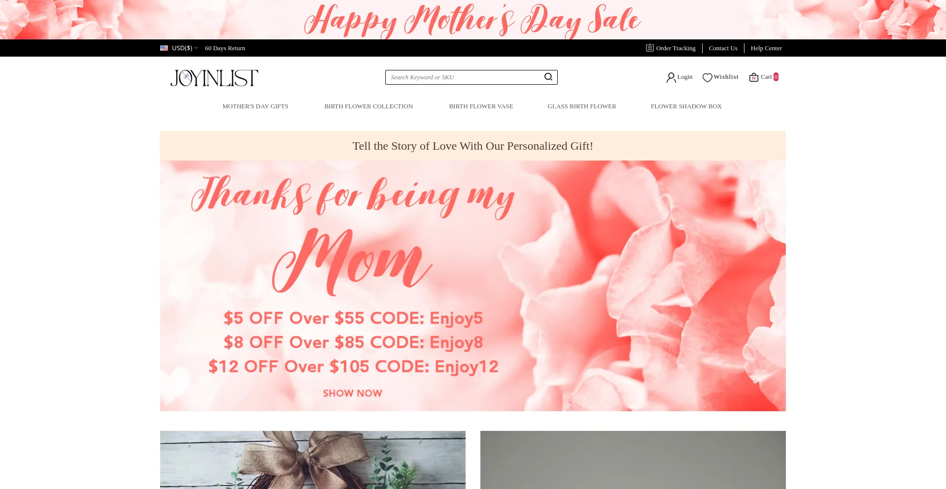 Website screenshot of Joyinlist.com