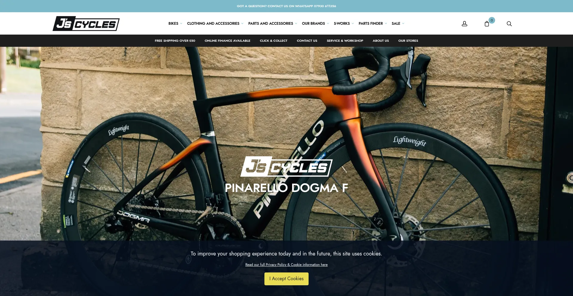 Website screenshot of Jscycleshack.com