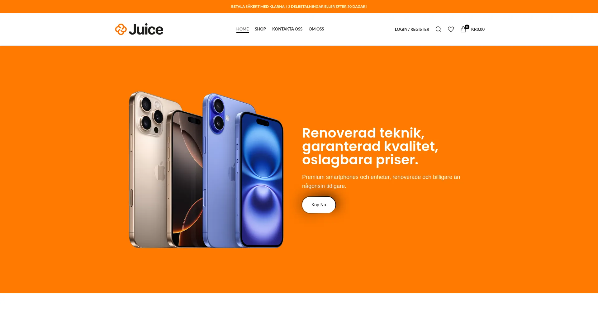 Website screenshot of Juicesweden.com