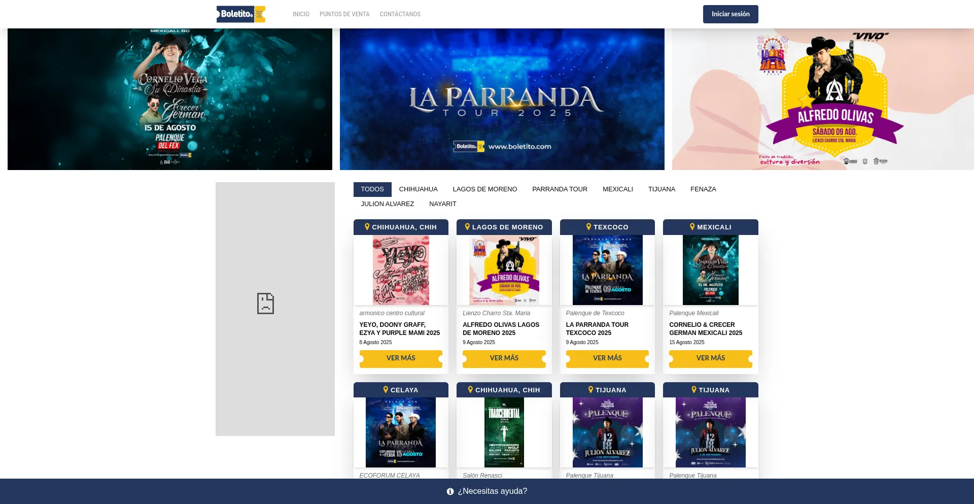 Website screenshot of Julion-alvarez-2025.boletito.com