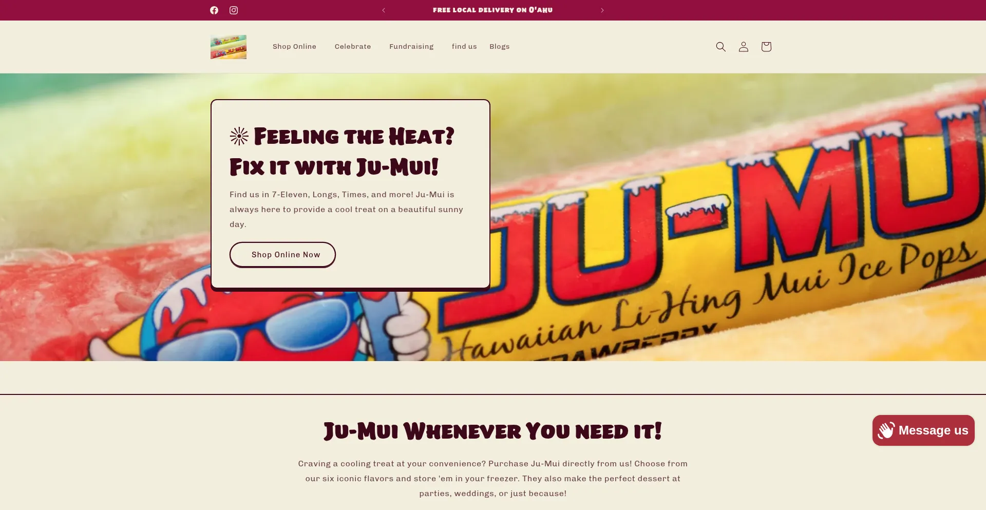 Website screenshot of Jumuipops.com