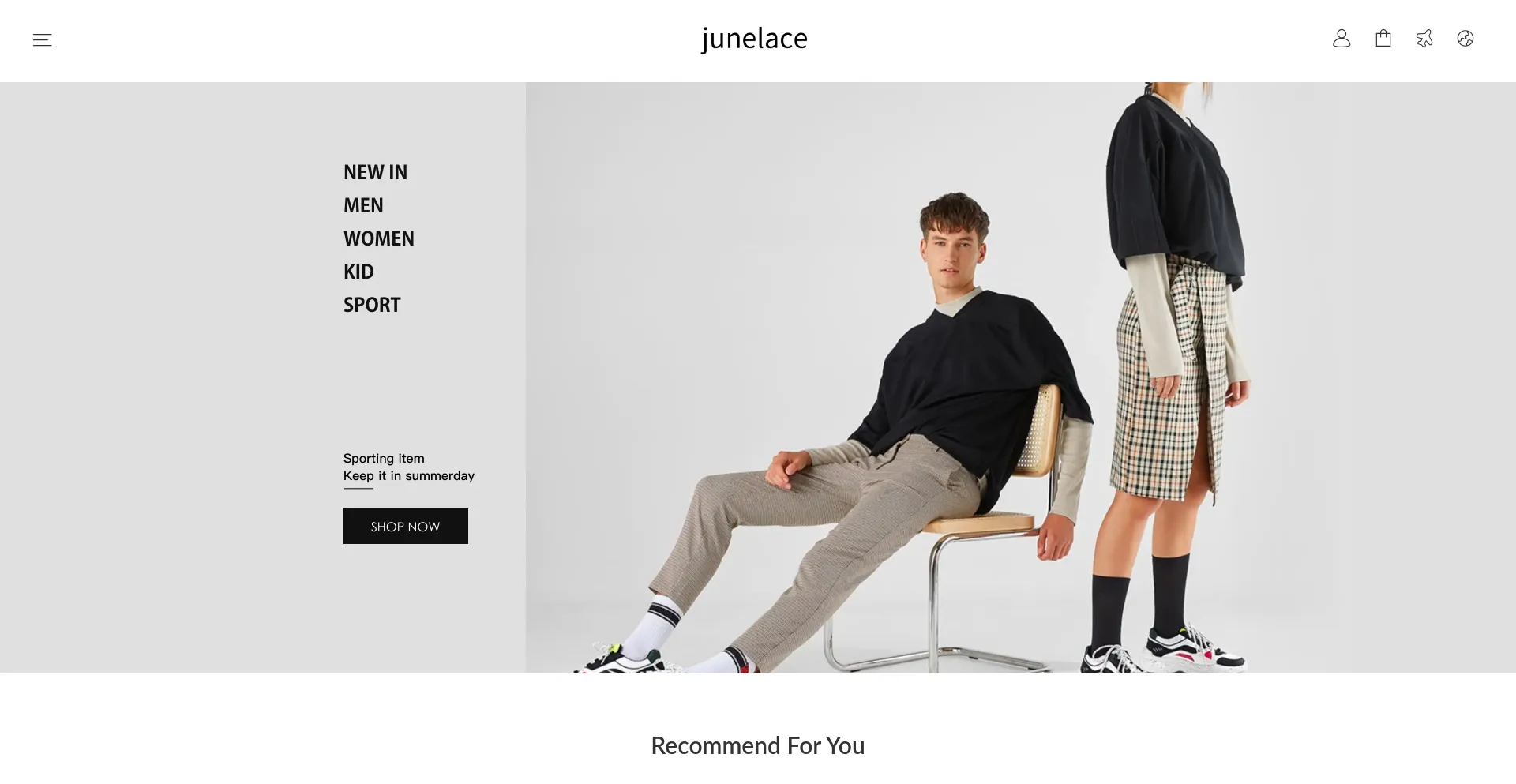 Website screenshot of Junelace.com