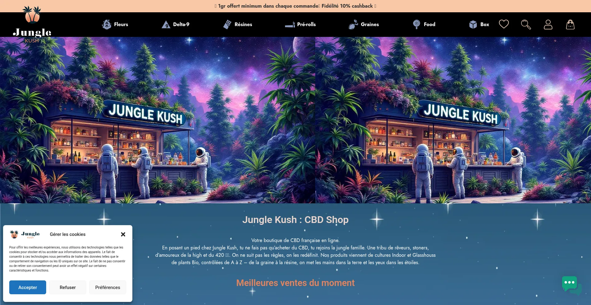 Website screenshot of Junglekush.fr