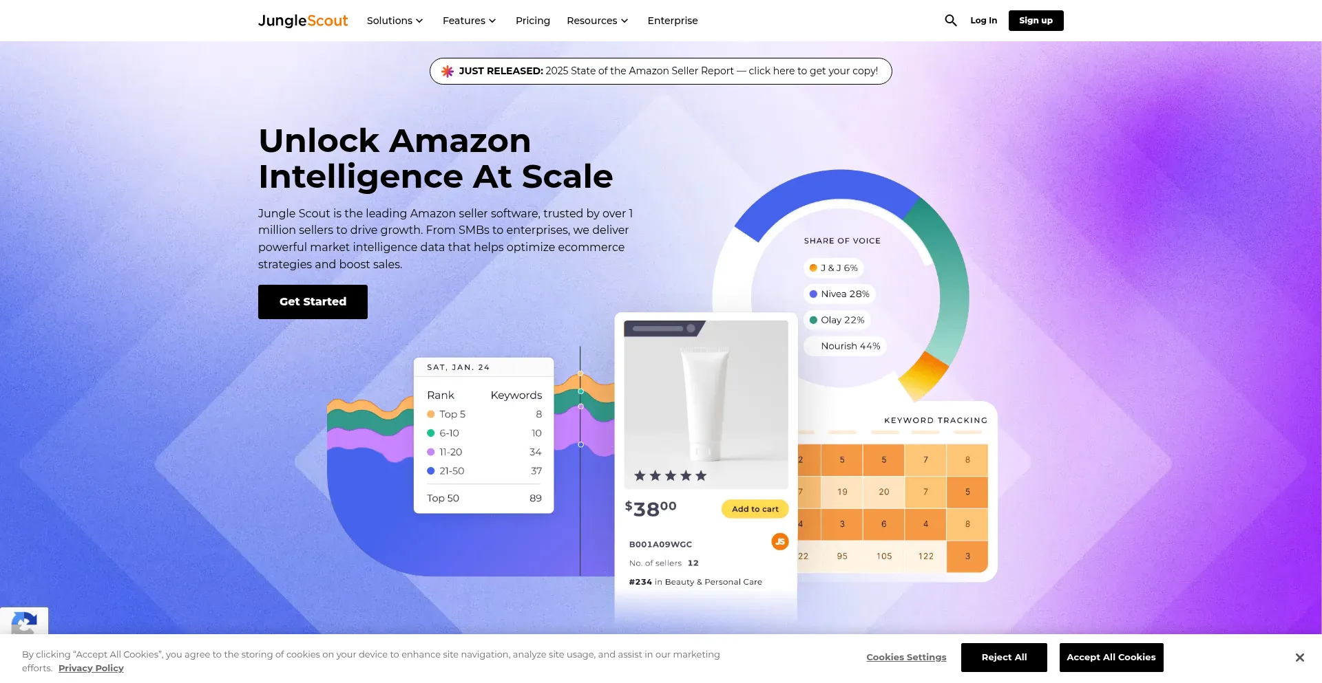 Website screenshot of Junglescout.com