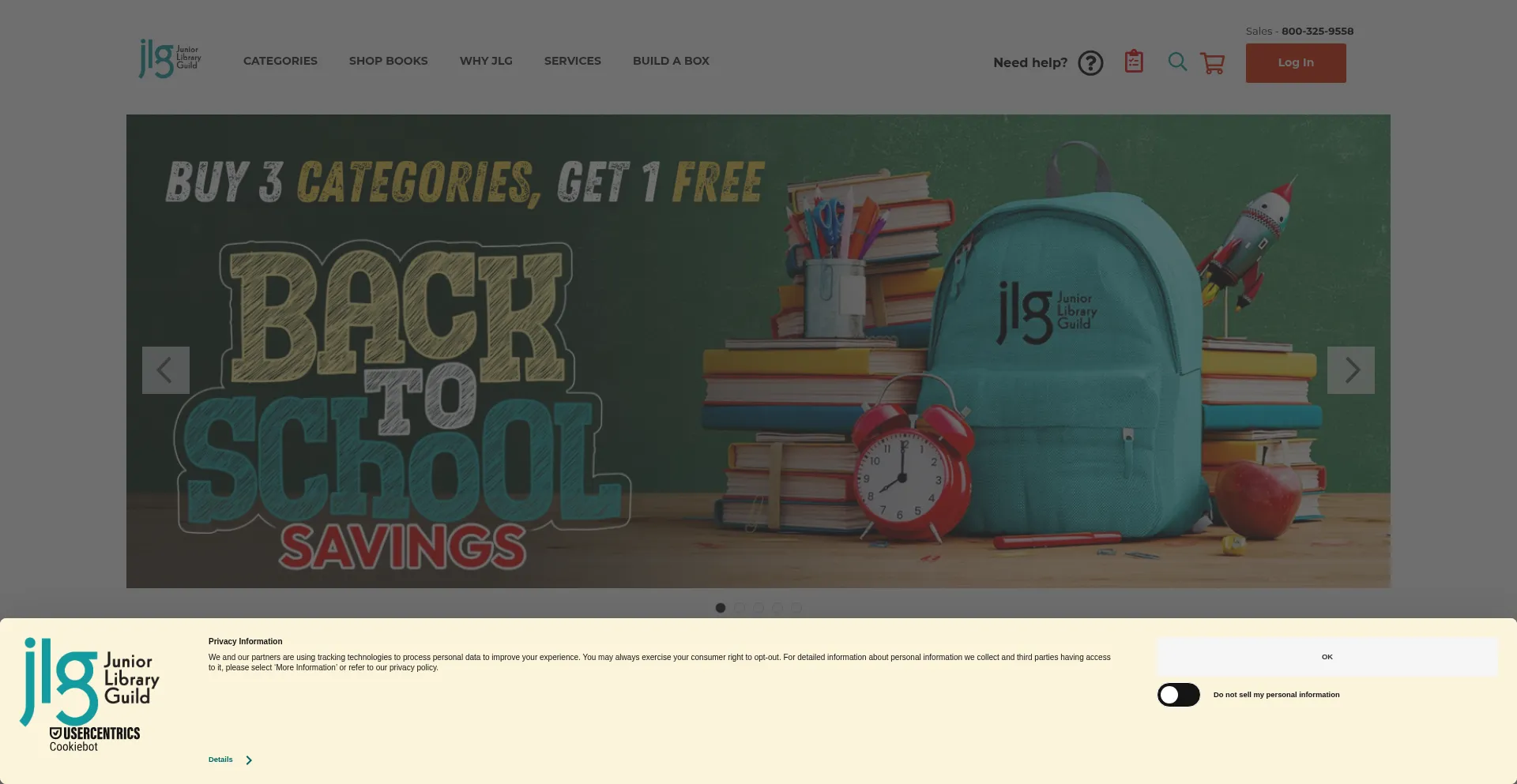 Website screenshot of Juniorlibraryguild.com