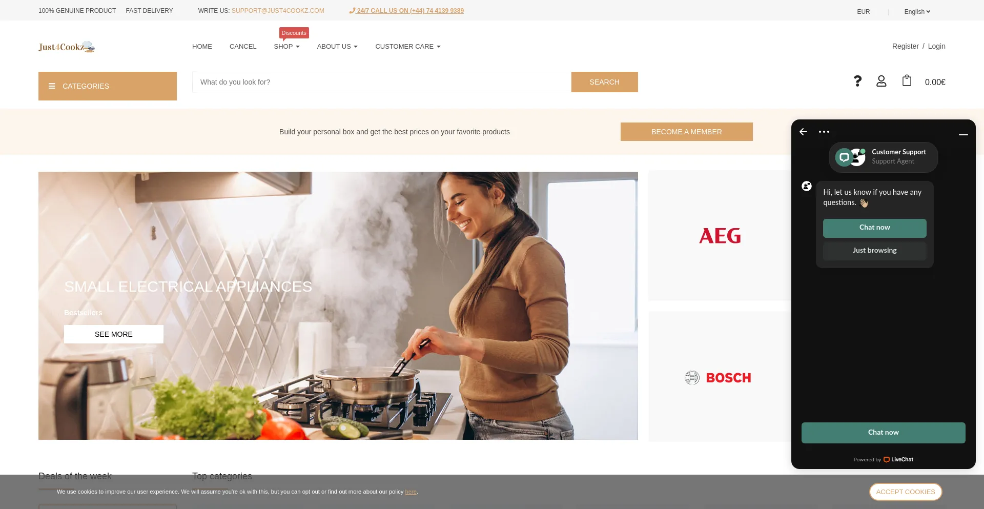 Website screenshot of Just4cookz.com