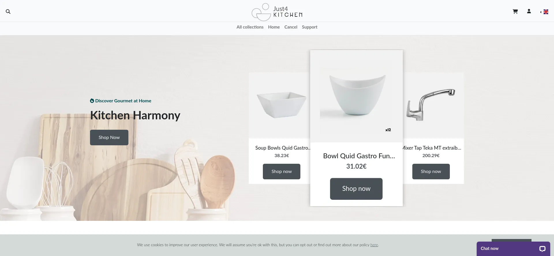 Website screenshot of Just4kitchen.com