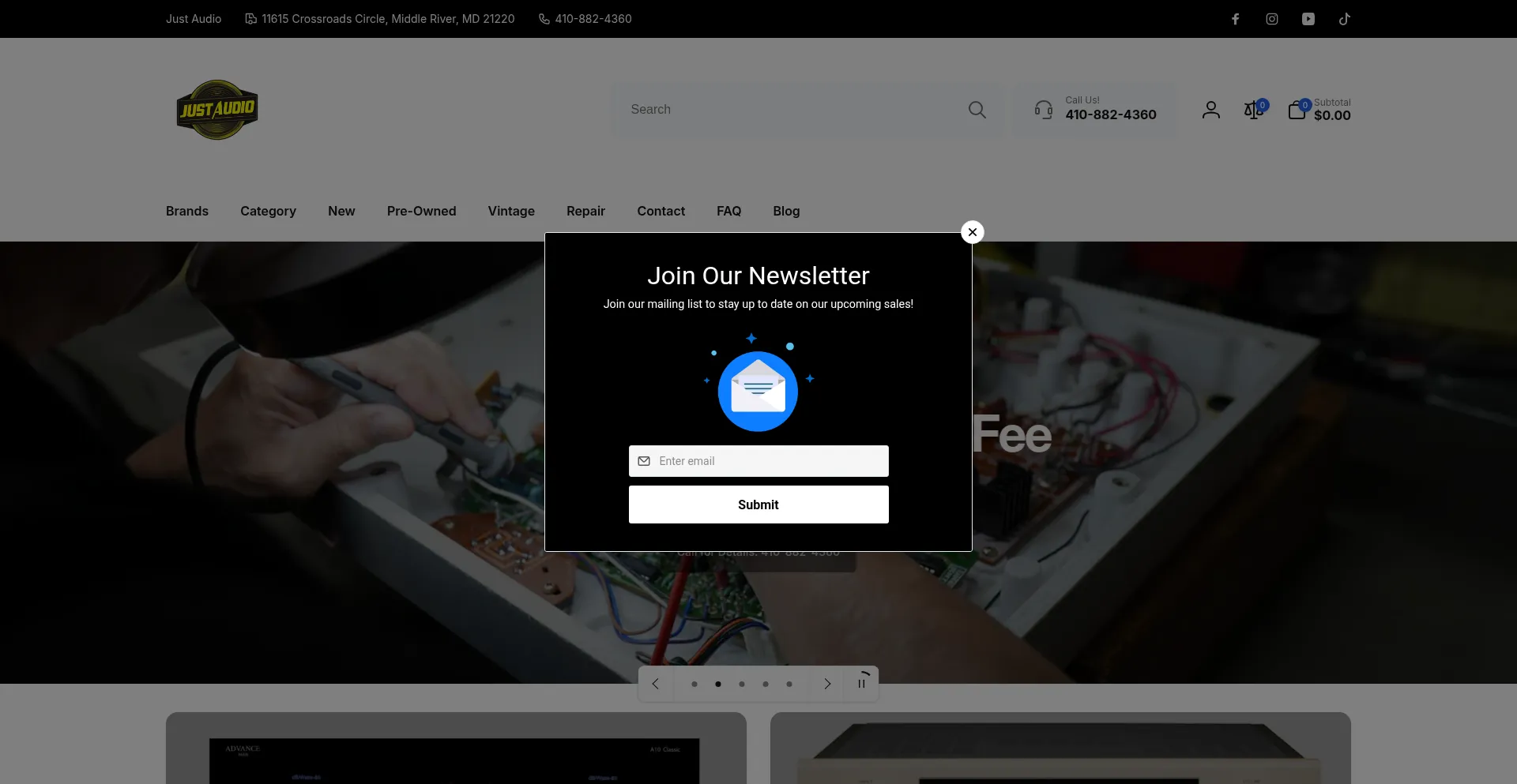 Justaudiohifi.com Screenshot