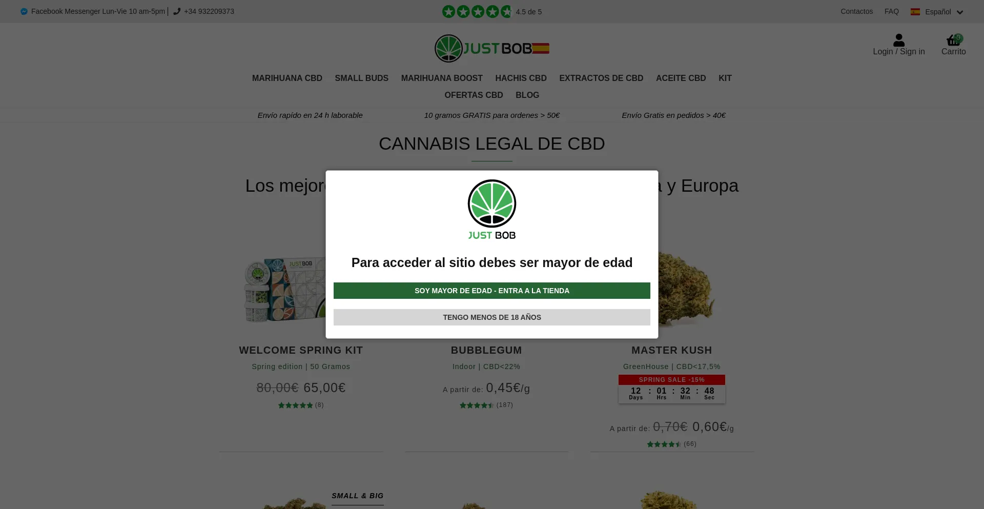 Website screenshot of Justbob.es