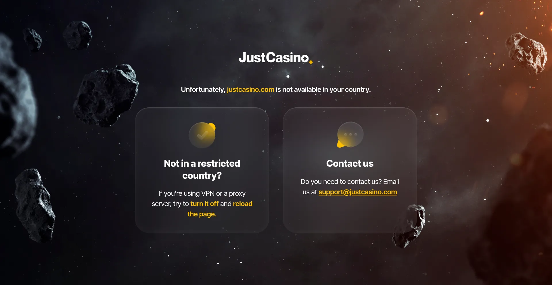 Justcasino.com Screenshot