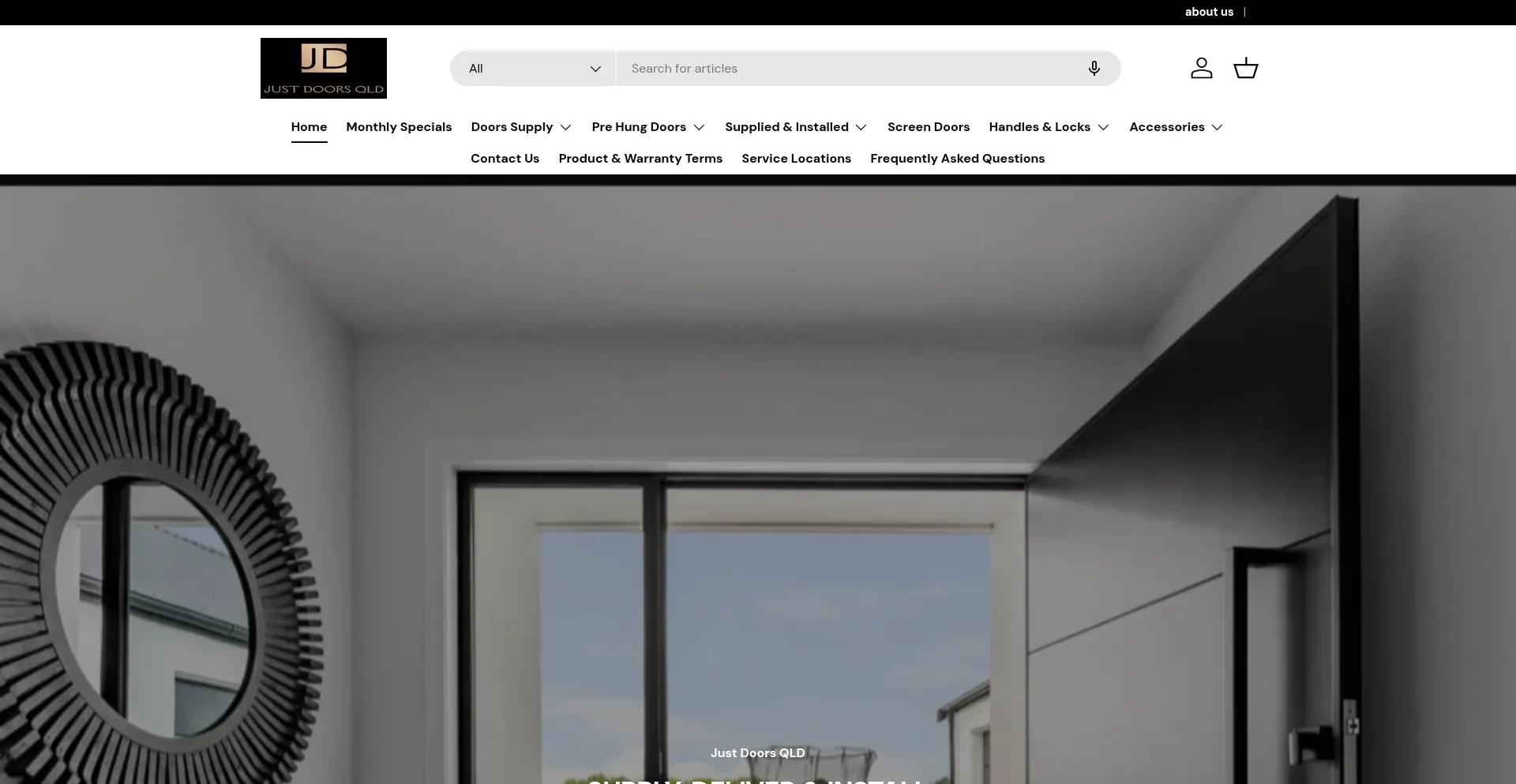 Website screenshot of Justdoorsqld.com