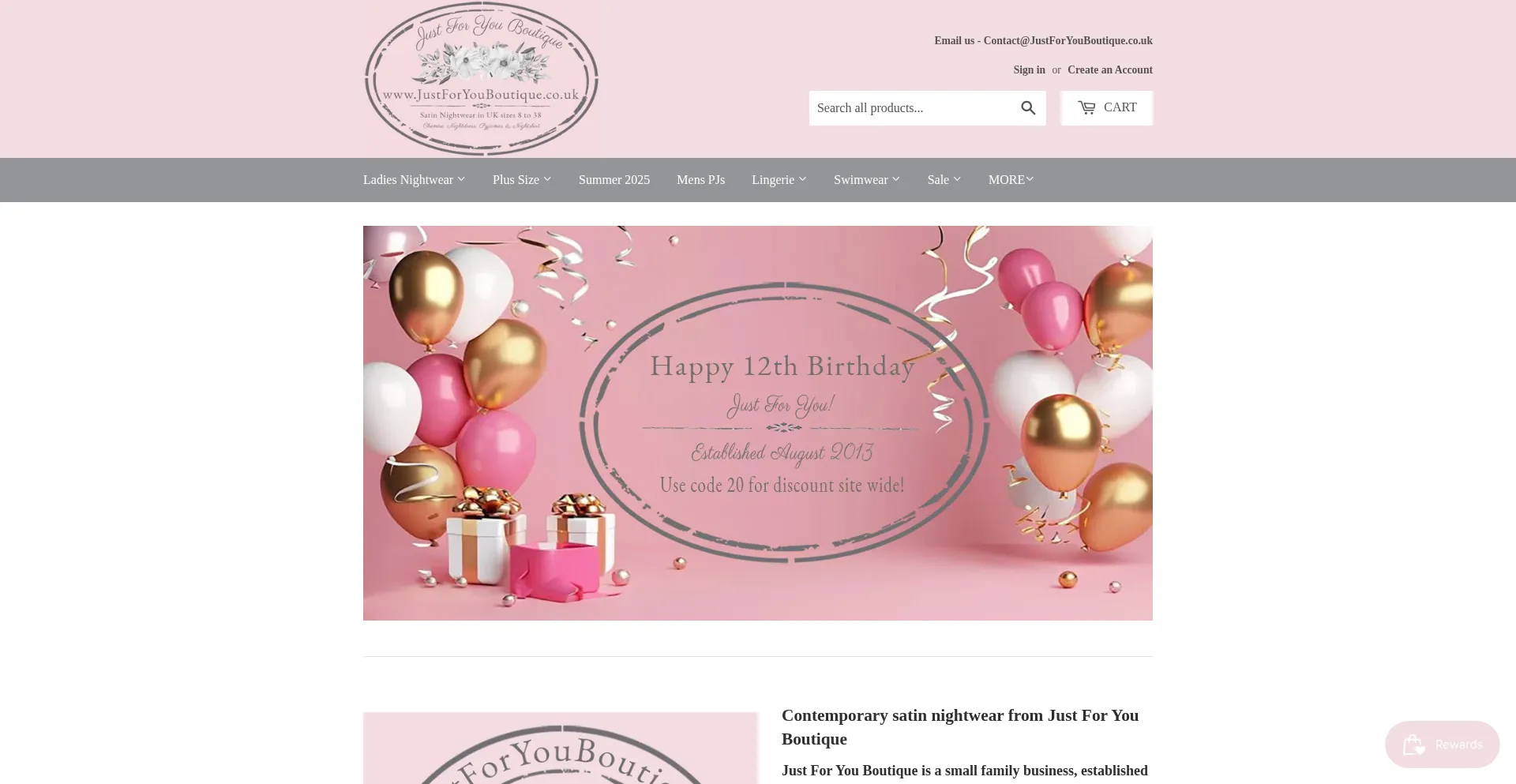 Website screenshot of Justforyouboutique.co.uk