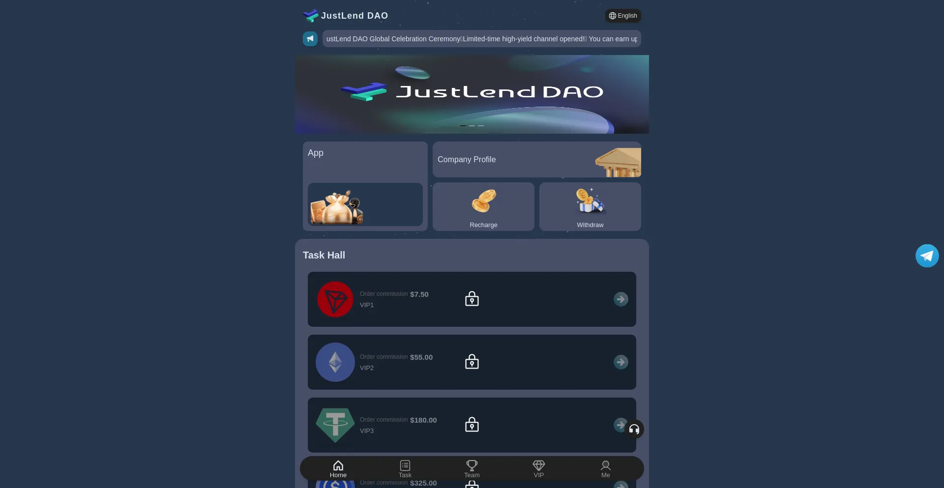 Website screenshot of Justlenddao.cc