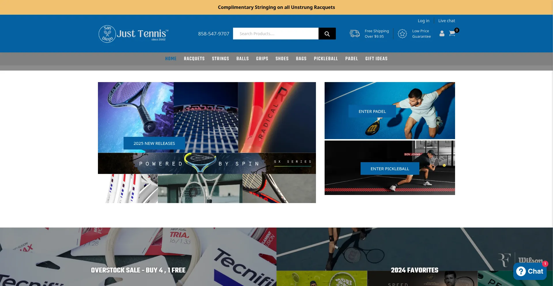 Website screenshot of Justtennis.shop
