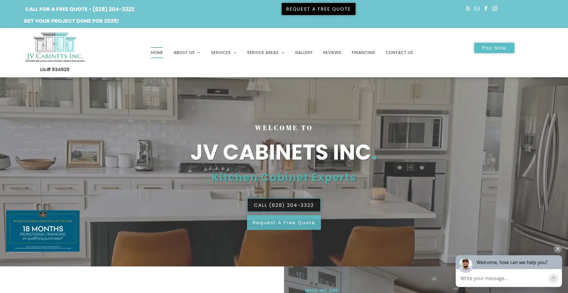 Website screenshot of Jvcabinetmakers.com
